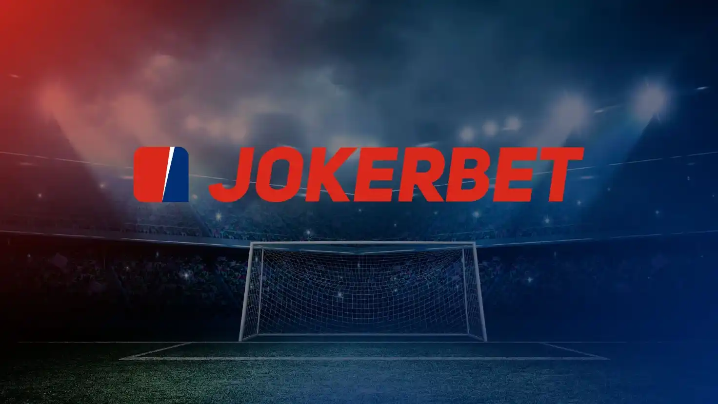 Logotipo de JOKERBET en estadio iluminado con portería al fondo